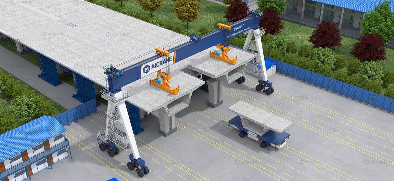 Aicrane Grúa Pórtico sobre Neumáticos para Construcción de Puentes
