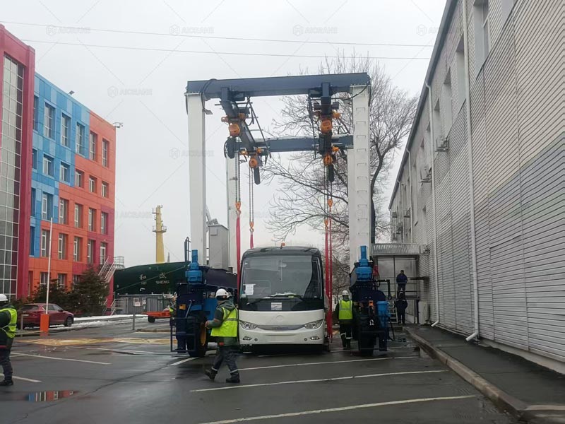 Grúa Pórtico Biviga sobre Ruedas de 20T para el Transporte de Autobuses