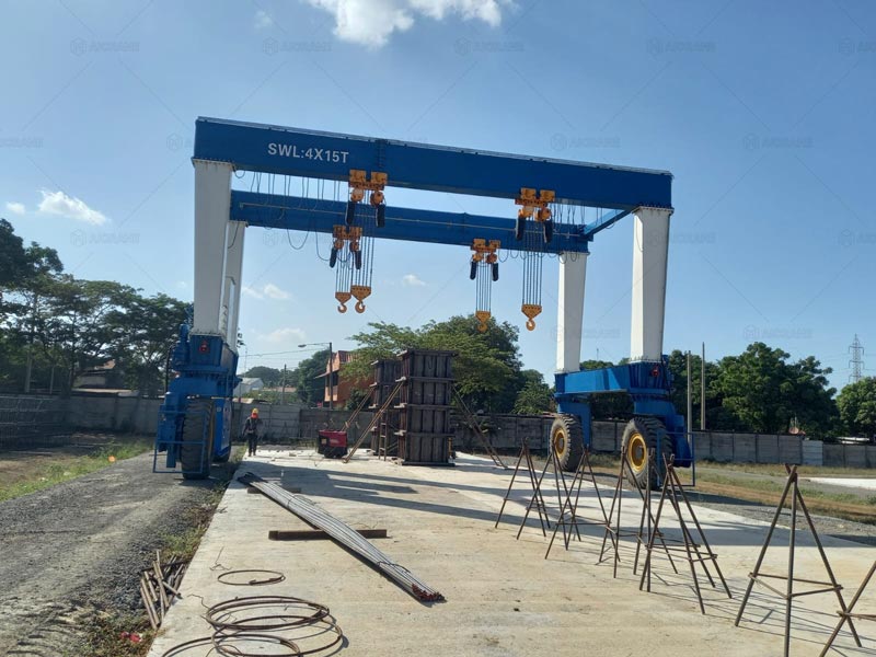 Grúa RTG Biviga de 60 Toneladas para Planta de Elementos Prefabricados en Nicaragua
