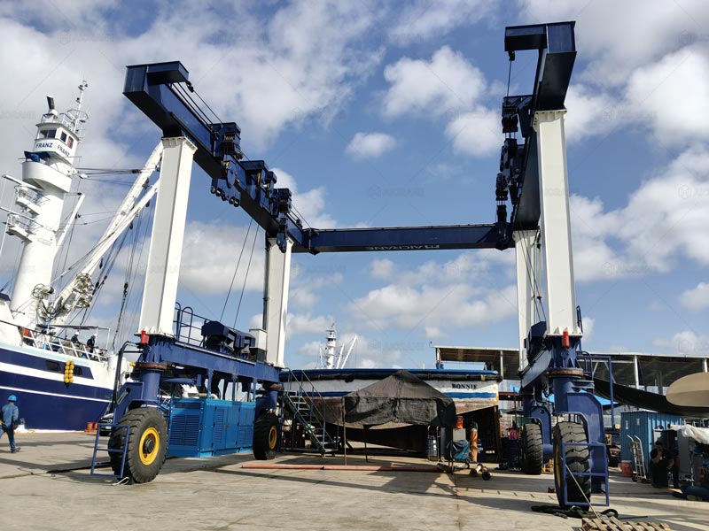 Grúa pórtico barcos de 50 toneladas de Aicrane en astillero de acuicultura en México