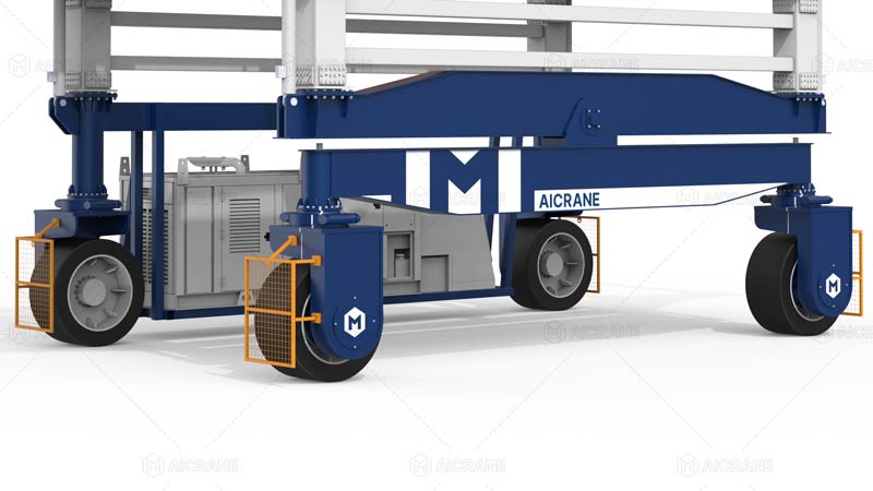 Sistema de desplazamiento multibloque con neumáticos sólidos de la carretilla pórtico elevadora Aicrane.